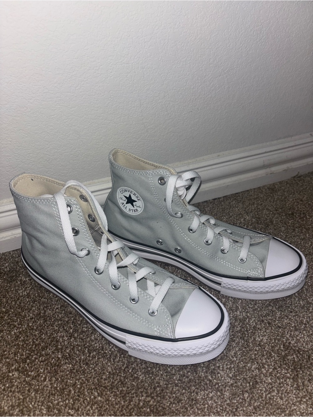 Converse Kids High Top Sneakers in Light Gray and White